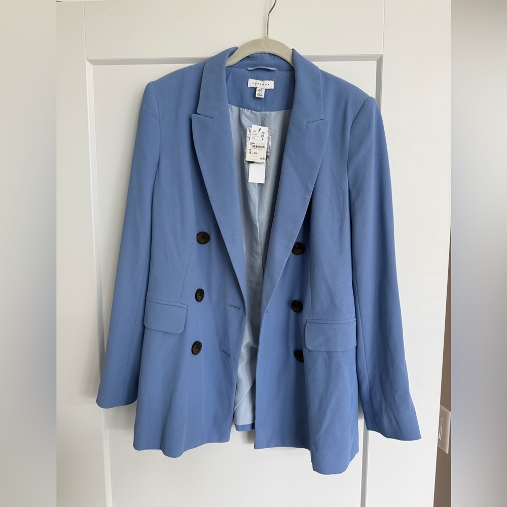 Topshop Light Blue Double-Breasted Blazer
